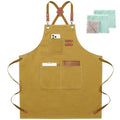 Chef Apron for Women Men with Large Pockets (Brown)