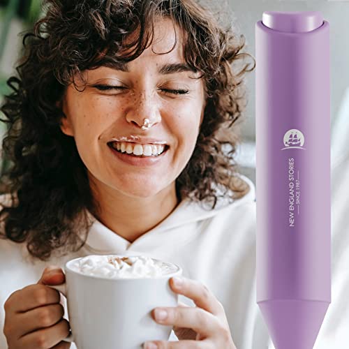 Powerful Milk Frother Handheld Foam Maker (No Stand / Light Purple)