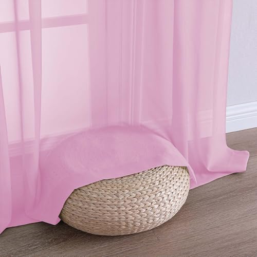 Pink Sheer Curtains 84 Inches Long 2 Panels (Pink / 59"W x 84"L (Pack of 2))