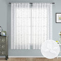 White Sheer Curtains Vine Embroidered (52"W x 63"L (Pack of 2) / Vine White)