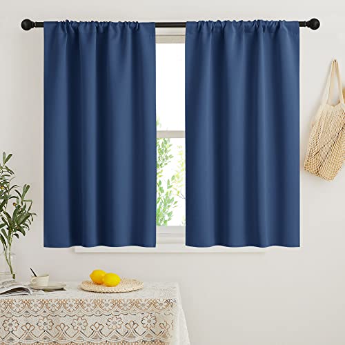 Short Blackout Curtains for Bedroom (Navy Blue / 34"W x 48"L (Pack of 2))