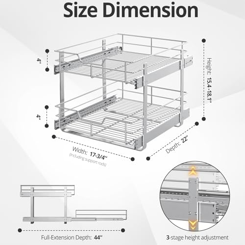 Pull Out Cabinet Organizer (2-Tiers 17¾"W x 22"D)