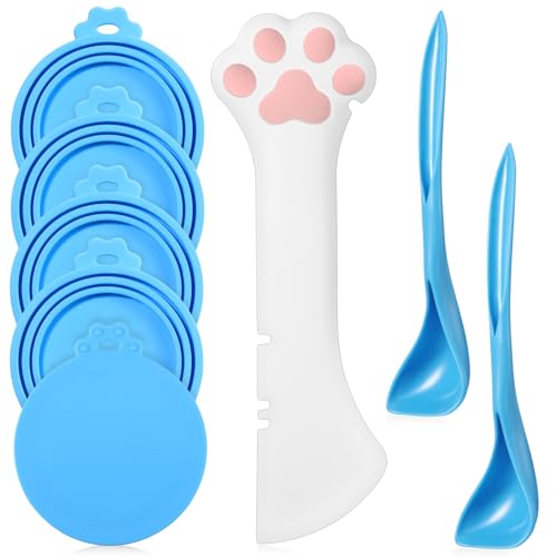 8 Pcs Cat Food Can Covers Lids Set (Blue)