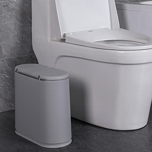 10 Liter Rectangular Slim Plastic Trash Can (10L Gray)