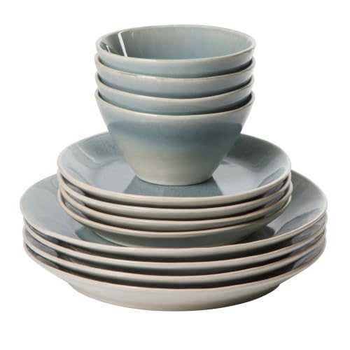 Plates and Bowls Set (Ombre Blue (River Delta) / Service for 4 (12pcs))