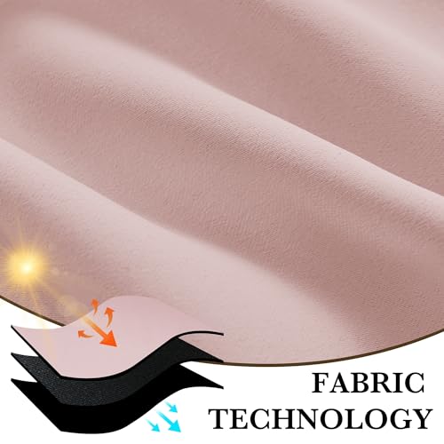 100% Blackout Short Curtains for Small Window (100% Blackout - Baby Pink / 34"W x 48"L (Pack of 2))