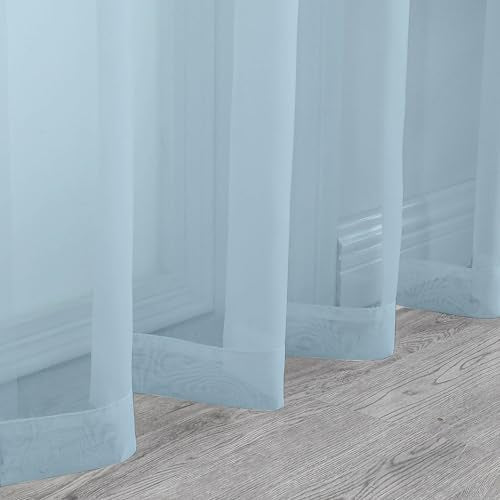 Sky Blue Sheer Valance for Windows (Sky Blue / 42"W x 12"L (Pack of 2))