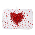 Valentines Day Dish Drying Mat 18 x 24 inch Red Hearts Decorative Drying Mats Microfiber Absorbent Love Heart Dish Washable Draining Mat for Kitchen Counter Decor (18x24 Inch / Red Hearts)