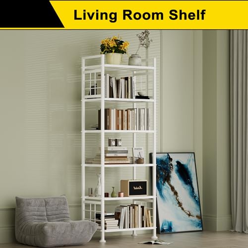6 Wire Garage Shelving Storage Shelves (White / 12.7D x 21.5W x 65.1H (6Tier))
