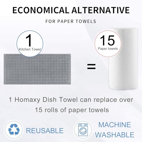 100% Cotton Terry Kitchen Towels (Grey / 13 X 28 - 4 Pack)