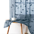 Stone Blue Sheer Curtains Floral Embroidered (52"W x 63"L (Pack of 2) / Stone Blue)