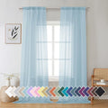 2 Pack Basic Sky Blue Sheer Curtain Drapes 96 Inch Length 2 Panels for Living Room (42"W x 96"L (Pack of 2) / Sky Blue)