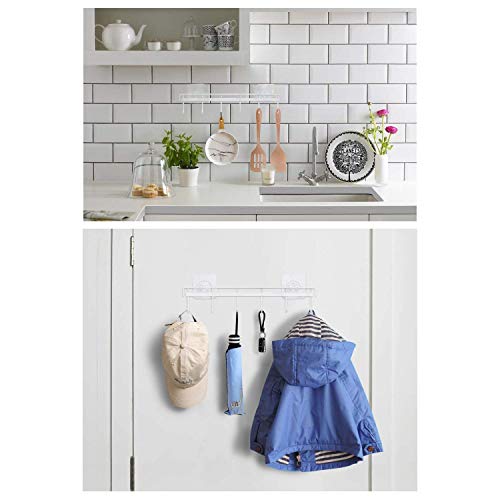 Adhesive Wall Hooks Rack Kitchen Rail (White)