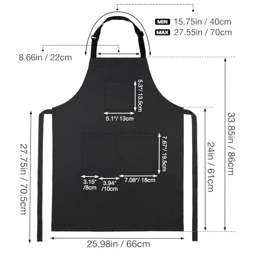 Hair Stylist Apron with 4 Pockets (Black Hair Styling Apron)