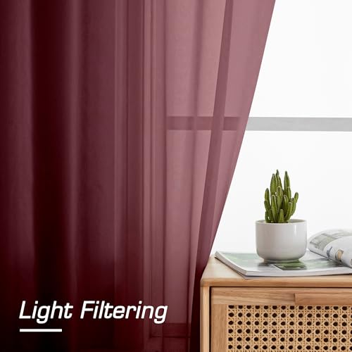 Burgundy Red Sheer Curtains 84 Inches Long (Burgundy / 59"W x 84"L (Pack of 2))