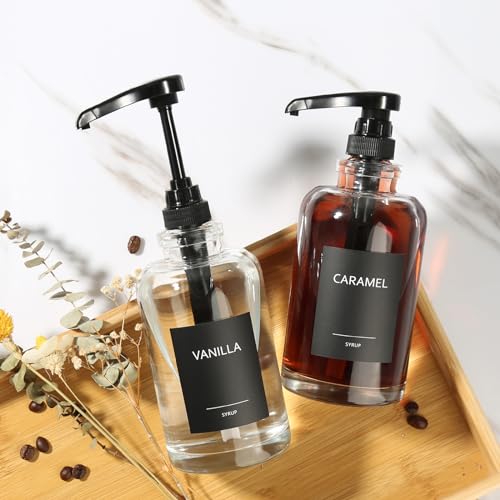 Coffee Syrup Dispenser for Coffee Bar (Black / Set of 2)