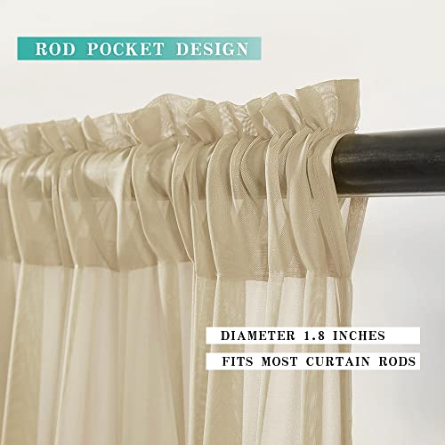 Short Sheer Curtains 30 Inch Length 2 Panels (Beige / 29"W x 30"L (Pack of 2))