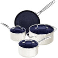 7pc Cookware Set Healthy Duralon Blue Ceramic Nonstick Coated (7 Piece Cookware Set / Vanilla Cream)