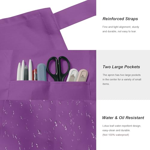 15 Pack Adult Aprons for Women Men (Large / Purple)
