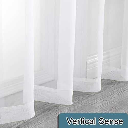 White Sheer Curtains 72 Inches Long 2 Panels (White / 40"W x 72"L (Pack of 2))