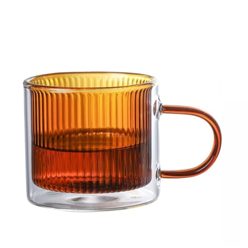 Double Wall Glass Coffee Mug with Handle (Amber)