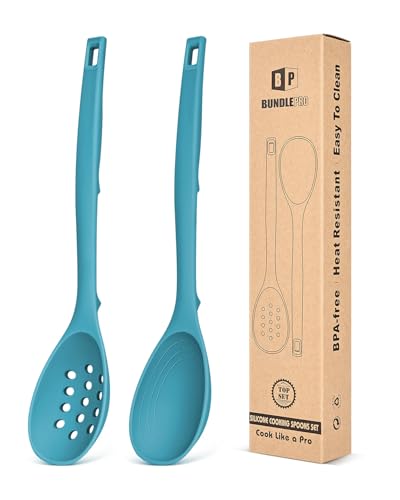 Pack of 2 Silicone Cooking Spoons (Blue)