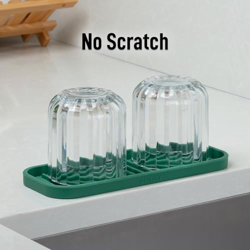 9x3.5) Silicone Sponge Holder for Kitchen Sink - Flexible Multipurpose Soap Tray - Sink Organizer for Kitchen, Bathroom, Makeup, Trinkets & More (Pine Green) (Pine Green (Medium) / Medium (9x3.5))