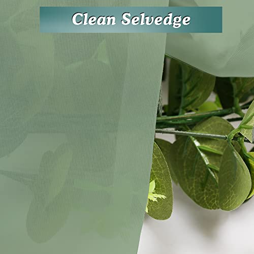 Sage Green Sheer Curtains 45 Inch Long 2 Panels (Sage Green / 42"W x 45"L (Pack of 2))
