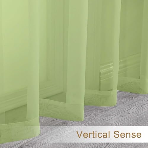 Lime Sheer Curtains 84 Inches Long for Living Room (Lime / 42"W x 84"L (Pack of 2))