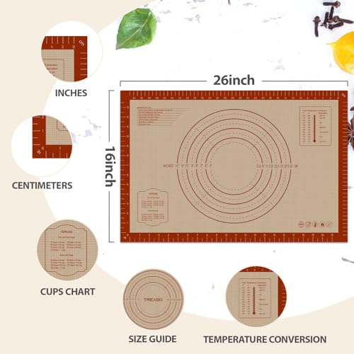 26" x 16" Silicone Baking Mat with Measurement Guides (26"L x 16"W)
