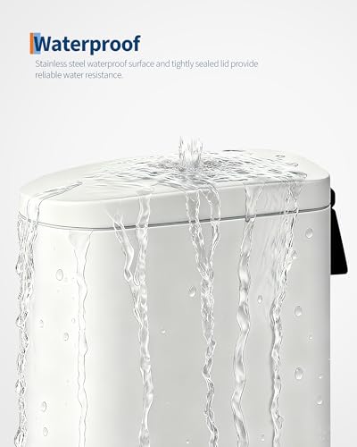 13 gal 50 L Metal Kitchen Trash Can with Lid (13.2 Gal-White)