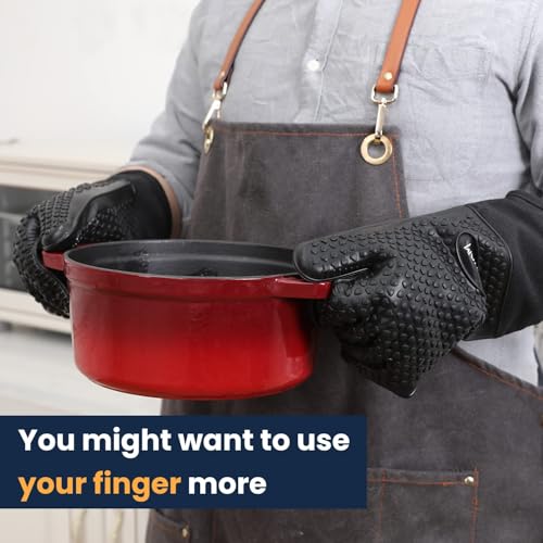 BBQ Gloves Heat Resistant (Black / Large)