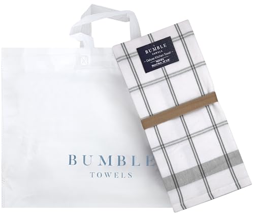 Premium Kitchen Towels 6 Pack 100% Cotton (Grey Check / Kitchen Towels - Mixed Styles (6 Pack))