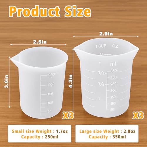 Silicone Measuring Cups for Melting Chocolate (250ml*3+350ml*3)