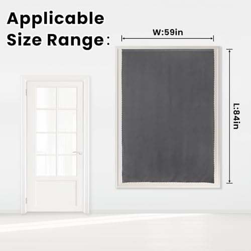 Magic Tape Stick On Curtains Window Shades Pull Down Blackout Window Cover Blackout Curtains for Bedroom No Drillng Self Adhesive Curtains No Rod Small Curtain (59"W x 84"L (Pack of 1) / Grey)