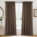 Linen Semi Sheer Curtains for Bedroom Living Room 96 inches Long (Z - Brown / 52"W x 96"L (Pack of 2))