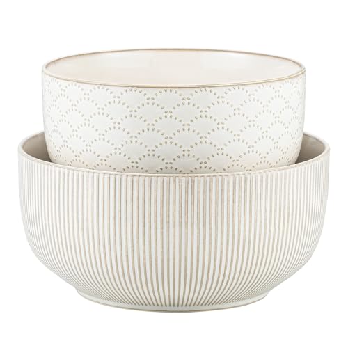 Mikiegy Ceramic Mixing Bowls Set of 2 (98&145 oz)