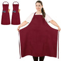 2 Pack Plus Size Waterproof Chef Apron with 2 Pockets for Men Women (Red)