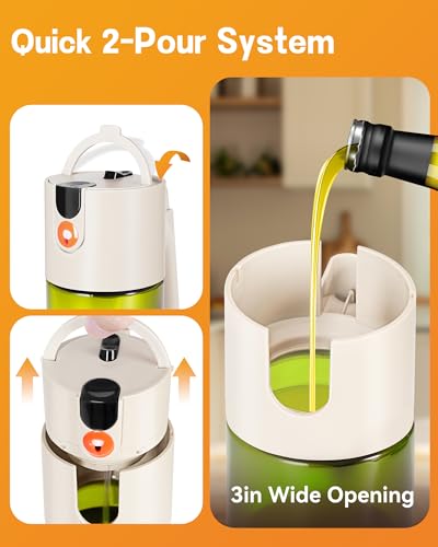 Olive Oil Sprayer & Dispenser Bottle for Cooking 17oz Dark Glass Oil Mister (Green Bottle-White Gap)