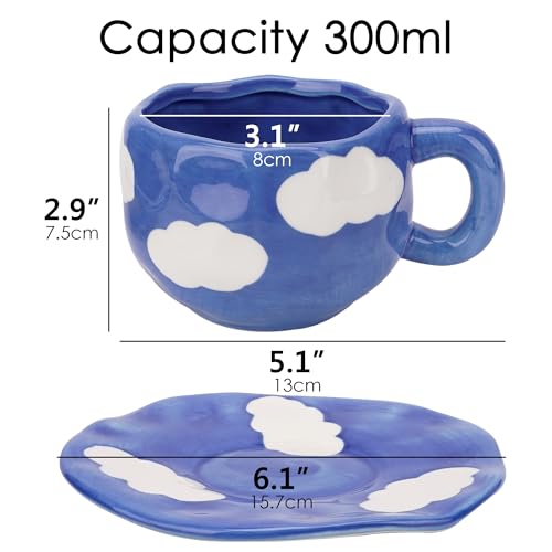 Ceramic Coffee Cup and Saucer Set (Blue)