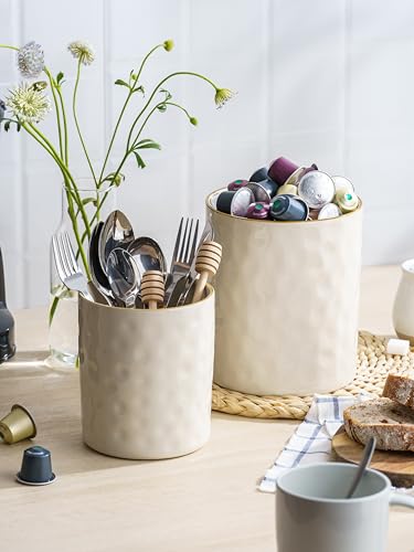 Ceramic Utensil Holder (Vanilla White)