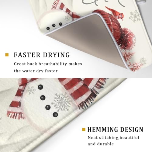 Winter Red Snowman Microfiber Dish Drying Mat 18"x24" Large (24" x 18")