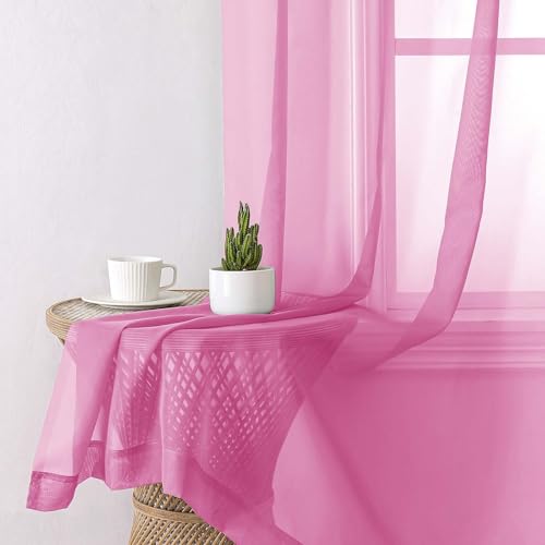 Hot Pink Sheer Curtains 90 Inches Long 2 Panels (Hot Pink / 42"W x 90"L (Pack of 2))