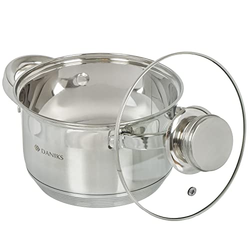 Standard 2 Quart Stainless Steel Stock Pot with Glass Lid (2 Quarts)
