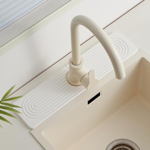 Stone Faucet Mat for Kitchen Sink (White.15.8" x 3.9")
