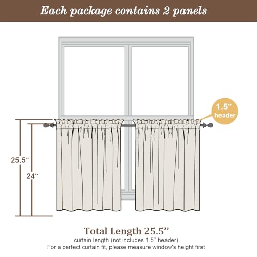Sheer Orange Tier Curtains 24 Inch Length (Orange / 42"W x 24"L (Pack of 2))