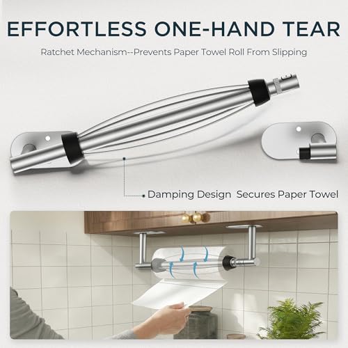 Paper Towel Holder Under Cabinet (Stainless Steel / One-Hand Tear (Upgraded))