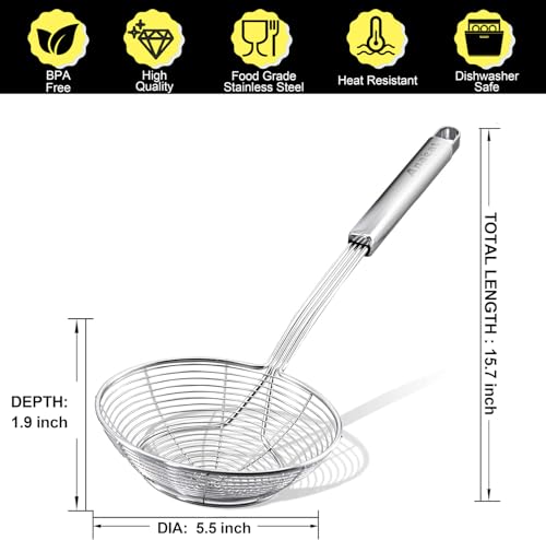 Stainless Steel Spider Strainer Skimmer (Double Coil 5.5 Inch)