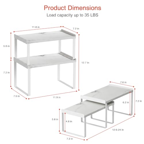 Counter Shelf Organizer Set of 4 (Medium / White-Marble)