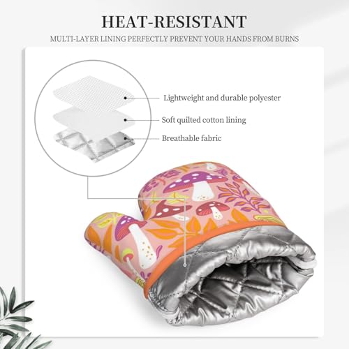 Mushroom Silicone Oven Mitts Pan Mats Set of 2 (Black3)